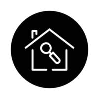 House glyph icon illustration with search. suitable for home search icon. icon related to real estate. Simple vector design editable. Pixel perfect at 32 x 32