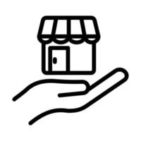 Hand line icon illustration with store. suitable for store icon. icon related to e-commerce. Simple vector design editable. Pixel perfect at 32 x 32