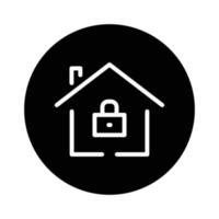 House glyph icon illustration with padlock. suitable for house locked icon. icon related to real estate. Simple vector design editable. Pixel perfect at 32 x 32