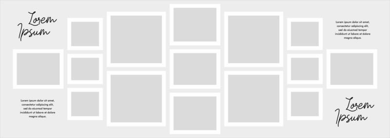Pictures or photos frame collage. comics page grid layout abstract photo frames and digital photo wall template