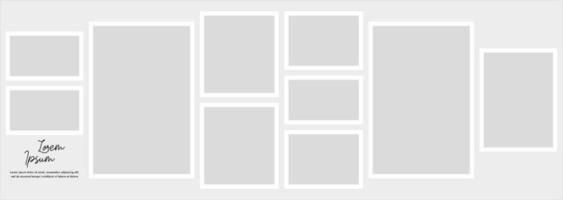 Pictures or photos frame collage. comics page grid layout abstract photo frames and digital photo wall template vector