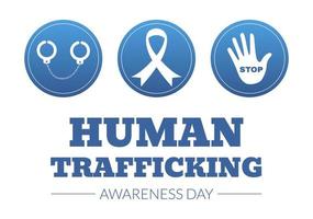 National Human Trafficking Awareness Day on January 11th to Handle with Life, Slavery and Violence in Society in Flat Cartoon Hand Drawn Illustration vector