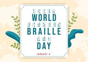 World Braille Day on 4th of January with Text by Alphabet for Means of Communication in Flat Cartoon Hand Drawn Templates Illustration vector