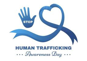 National Human Trafficking Awareness Day on January 11th to Handle with Life, Slavery and Violence in Society in Flat Cartoon Hand Drawn Illustration vector