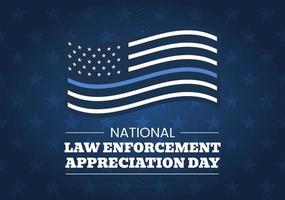 National Law Enforcement Appreciation Day or LEAD on January 9th to Thank and Show Support in Flat Cartoon Hand Drawn Templates Illustration vector