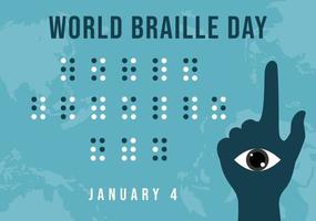 World Braille Day on 4th of January with Text by Alphabet for Means of Communication in Flat Cartoon Hand Drawn Templates Illustration vector