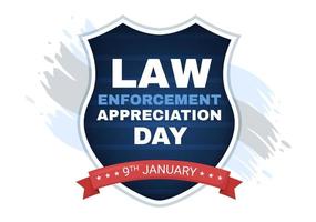 National Law Enforcement Appreciation Day or LEAD on January 9th to Thank and Show Support in Flat Cartoon Hand Drawn Templates Illustration vector