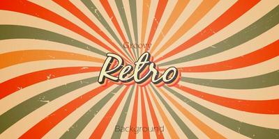 Colorful background retro style with groovy sunburst vector