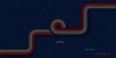 Retro style background with colorful curved lines