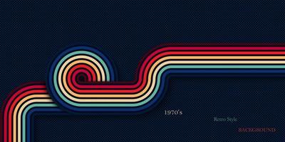 Retro style background with colorful curved lines vector