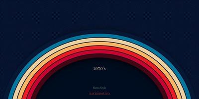 Retro style background with rainbow curved lines vector