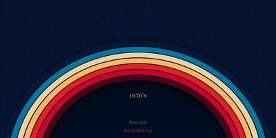 Retro style background with rainbow curved lines vector