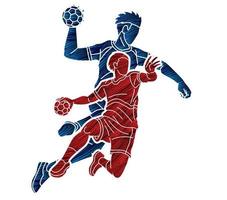 Silhouette Handball Sport Male Players vector