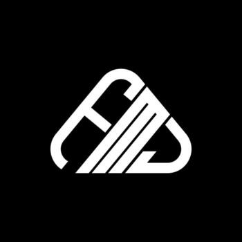 FMJ letter logo creative design with vector graphic, FMJ simple and modern logo in round triangle shape.