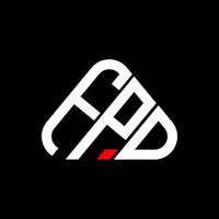 diseño creativo del logotipo de letra fpd con gráfico vectorial, logotipo simple y moderno de fpd en forma de triángulo redondo. vector