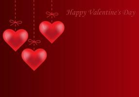 corazones 3d brillantes. fondo romántico de san valentín. ilustración de la tarjeta de saludos de corazón de amor y romance para feliz día de san valentín.ilustración vectorial vector