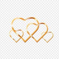 marco brillante realista vintage dorado sobre fondo transparente. diseño de elementos para tarjetas de felicitación. familia de corazones. ilustración vectorial vector