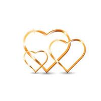 Gold paper hearts isolated on white background. Family of hearts.3d happy valentine's day concept.Vector illustration vector