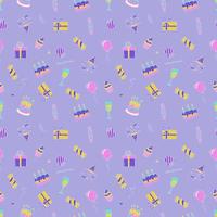 Happy Birthday. Seamless Pattern With Birthday Elements. Cakes, Gifts, Balloons And More. vector