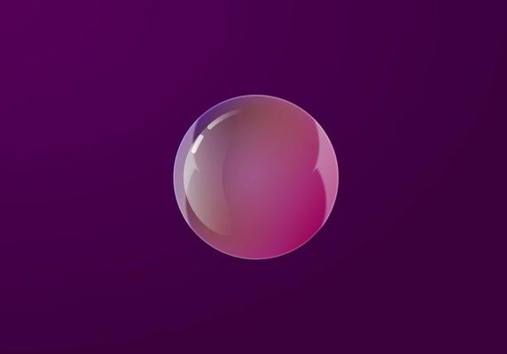 Transparent colorful soap bubble on a dark background. Realistic design element. Template for tag, banner or poster.Vector Illustration
