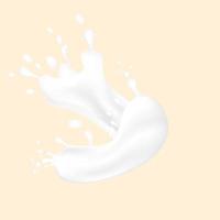 leche, crema, salpicaduras de yogur con gota aislada sobre fondo de color crema.ilustración vectorial vector