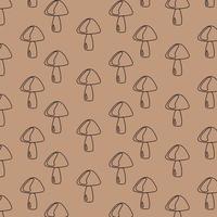Mushroom hand drawn vector seamlees pattern.Design for print on fabric, wrapping paper, packing, wallpaper.Vector illustration