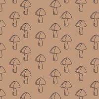 Mushroom hand drawn vector seamlees pattern.Design for print on fabric, wrapping paper, packing, wallpaper.Vector illustration