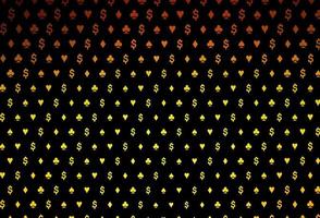 Dark orange vector background with cards signs.