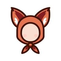 Fox ear face hoodie head icon on a white background. Vector illustration