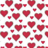 Seamless Pattern with Watermelon hearts in the shape of heart.Watermelon and in flat design isolated.Vector illustration vector