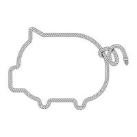 rope border piggy bank pattern frame vector illustration.