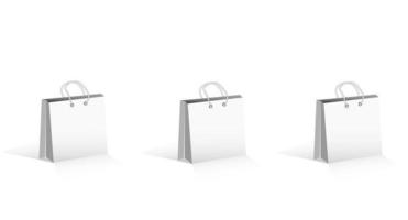 Three paper shopping carrier bags with reflections and copyspace for your branding, marketing or advertising. Vector illustration