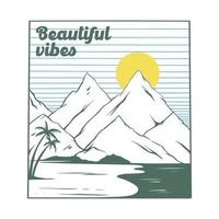 line art beautiful vibes vintage hand drawn for t-shirt and stickers vector