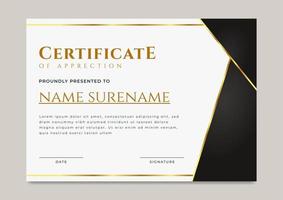 Luxury certificate of achievement with gold badge template vector