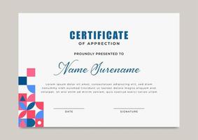 Colorful certificate of achievement with gold badge template vector