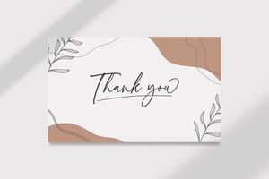 Abstract organic shape thank you wedding card template vector