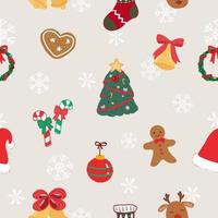 Seamless pattern with cozy cute Christmas elements