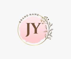 logotipo femenino jy inicial. utilizable para logotipos de naturaleza, salón, spa, cosmética y belleza. elemento de plantilla de diseño de logotipo de vector plano.