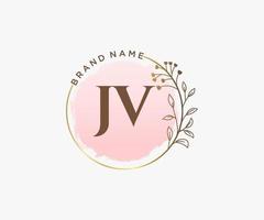 Initial JV feminine logo. Usable for Nature, Salon, Spa, Cosmetic and Beauty Logos. Flat Vector Logo Design Template Element.