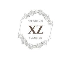 XZ Initials letter Wedding monogram logos collection, hand drawn modern minimalistic and floral templates for Invitation cards, Save the Date, elegant identity for restaurant, boutique, cafe in vector