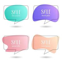 Set of vector stickers, Sale banner, label. Coupon sale, offers and promotions vector template. Fashionable pastel gradient colors. Elements for a cosmetics or clothing store, beauty salon