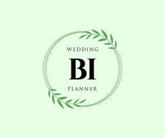 BI Initials letter Wedding monogram logos collection, hand drawn modern minimalistic and floral templates for Invitation cards, Save the Date, elegant identity for restaurant, boutique, cafe in vector