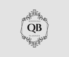 QB Initials letter Wedding monogram logos collection, hand drawn modern minimalistic and floral templates for Invitation cards, Save the Date, elegant identity for restaurant, boutique, cafe in vector