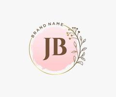 Initial JB feminine logo. Usable for Nature, Salon, Spa, Cosmetic and Beauty Logos. Flat Vector Logo Design Template Element.