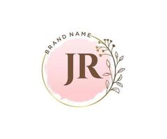Initial JR feminine logo. Usable for Nature, Salon, Spa, Cosmetic and Beauty Logos. Flat Vector Logo Design Template Element.