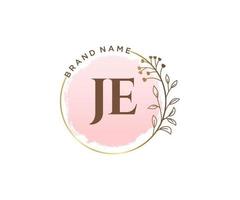 Initial JE feminine logo. Usable for Nature, Salon, Spa, Cosmetic and Beauty Logos. Flat Vector Logo Design Template Element.