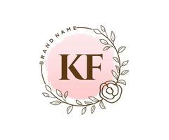 Initial KF feminine logo. Usable for Nature, Salon, Spa, Cosmetic and Beauty Logos. Flat Vector Logo Design Template Element.
