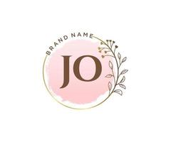 Initial JO feminine logo. Usable for Nature, Salon, Spa, Cosmetic and Beauty Logos. Flat Vector Logo Design Template Element.