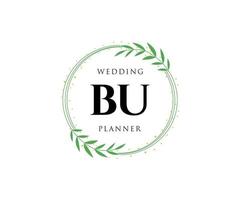 BU Initials letter Wedding monogram logos collection, hand drawn modern minimalistic and floral templates for Invitation cards, Save the Date, elegant identity for restaurant, boutique, cafe in vector
