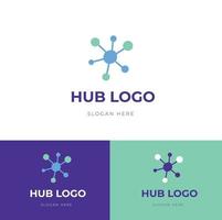 flat hub logo design template vector